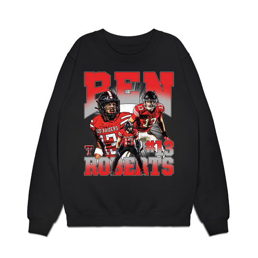 Texas Tech - NCAA Football : Ben Roberts - Caricature Premium Crewneck Sweatshirt-0