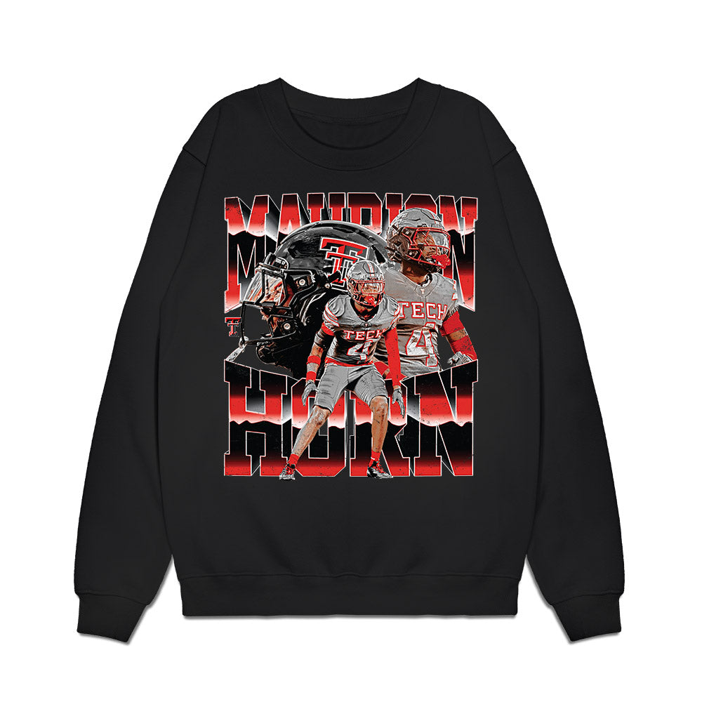 Texas Tech - NCAA Football : Maurion Horn - Caricature Premium Crewneck Sweatshirt-0