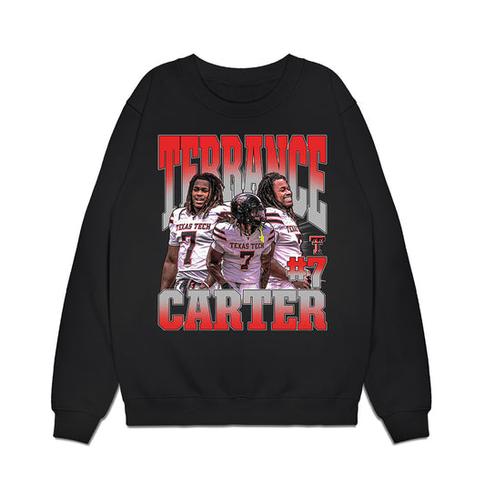 Texas Tech - NCAA Football : Terrance Carter Jr - Caricature Premium Crewneck Sweatshirt-0