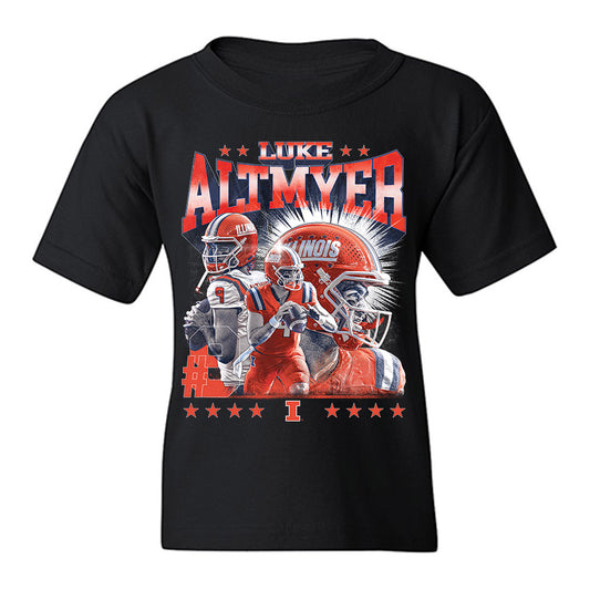 Illinois - NCAA Football : Luke Altmyer - Caricature Youth T-Shirt-0