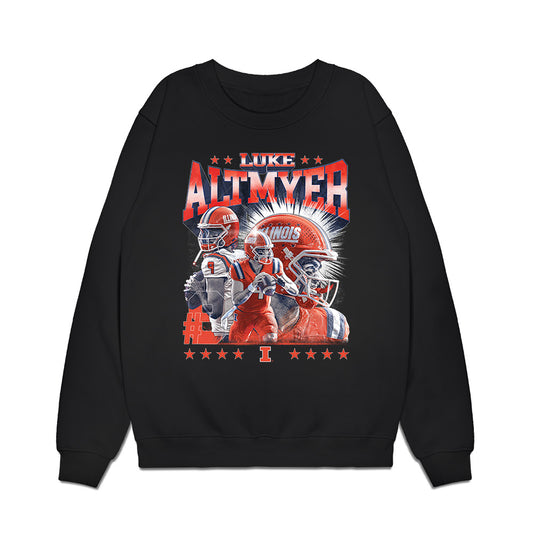 Illinois - NCAA Football : Luke Altmyer - Caricature Premium Crewneck Sweatshirt-0