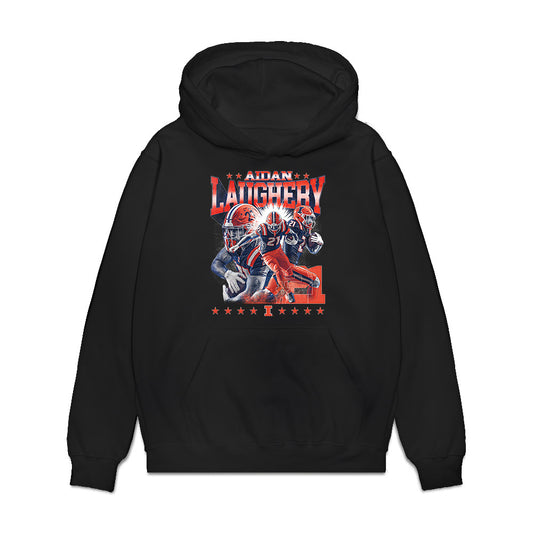 Illinois - NCAA Football : Aidan Laughery - Caricature Premium Hooded Sweatshirt-0