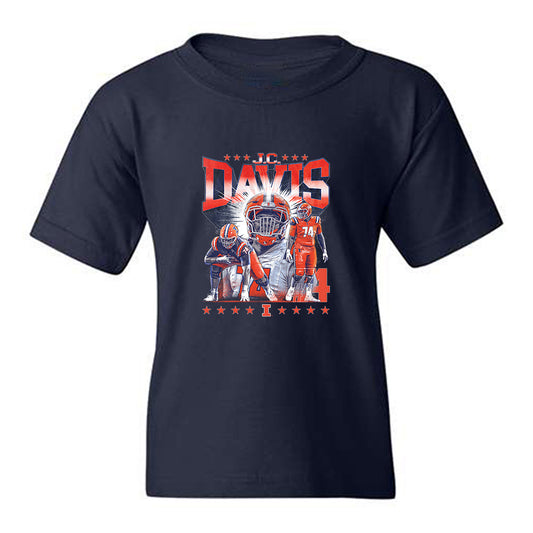 Illinois - NCAA Football : J.C. Davis - Caricature Youth T-Shirt-0