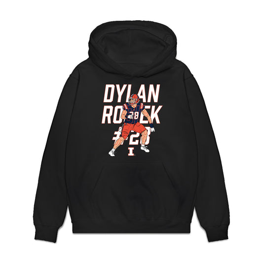 Illinois - NCAA Football : Dylan Rosiek - Caricature Premium Hooded Sweatshirt-0