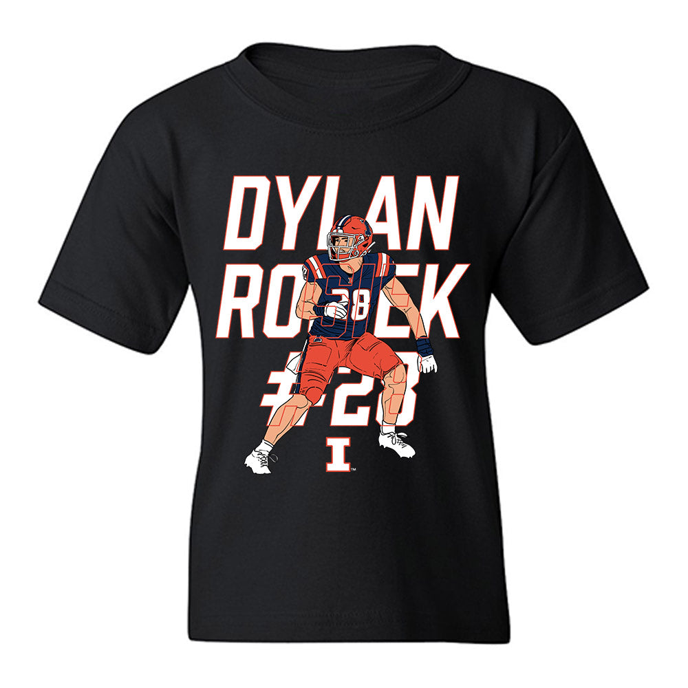 Illinois - NCAA Football : Dylan Rosiek - Caricature Youth T-Shirt-0