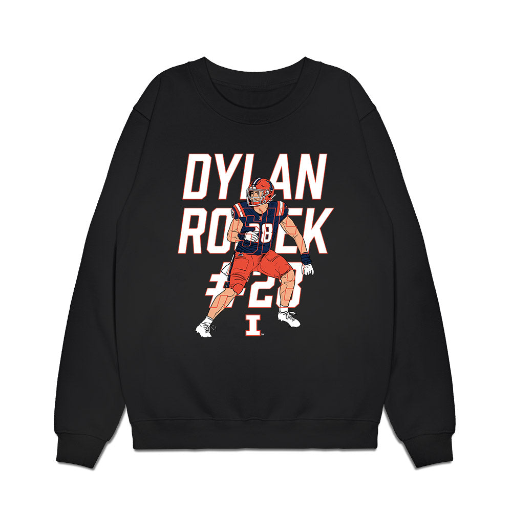 Illinois - NCAA Football : Dylan Rosiek - Caricature Premium Crewneck Sweatshirt-0