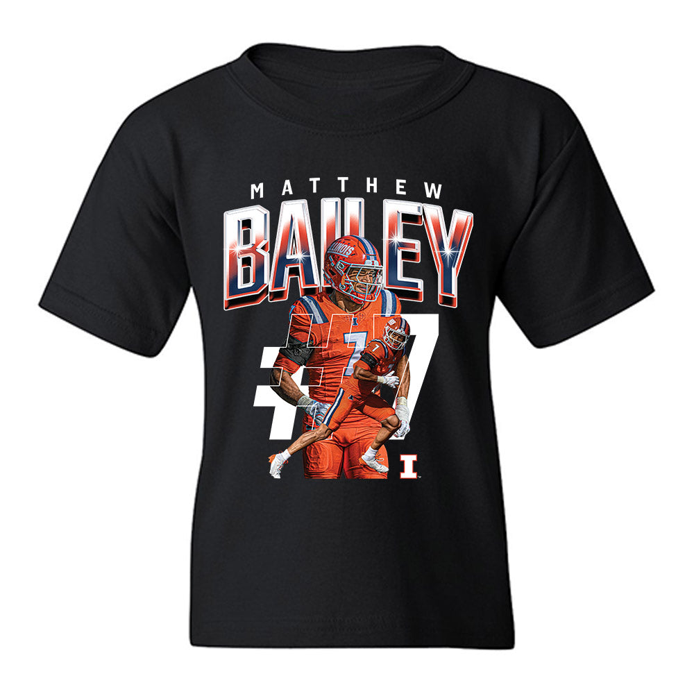 Illinois - NCAA Football : Matthew Bailey - Caricature Youth T-Shirt-0