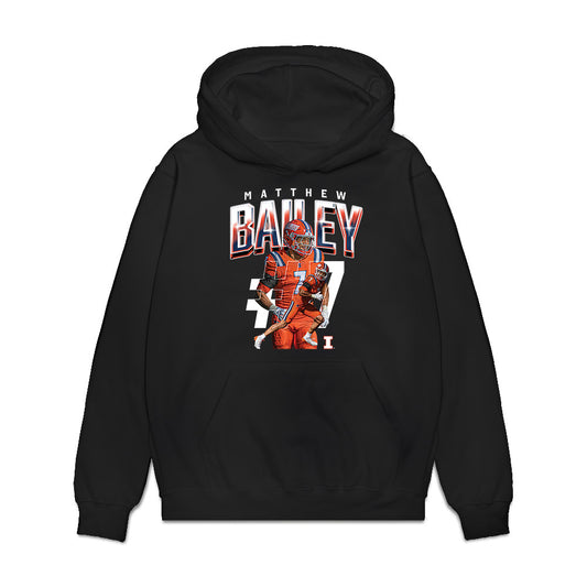 Illinois - NCAA Football : Matthew Bailey - Caricature Premium Hooded Sweatshirt-0