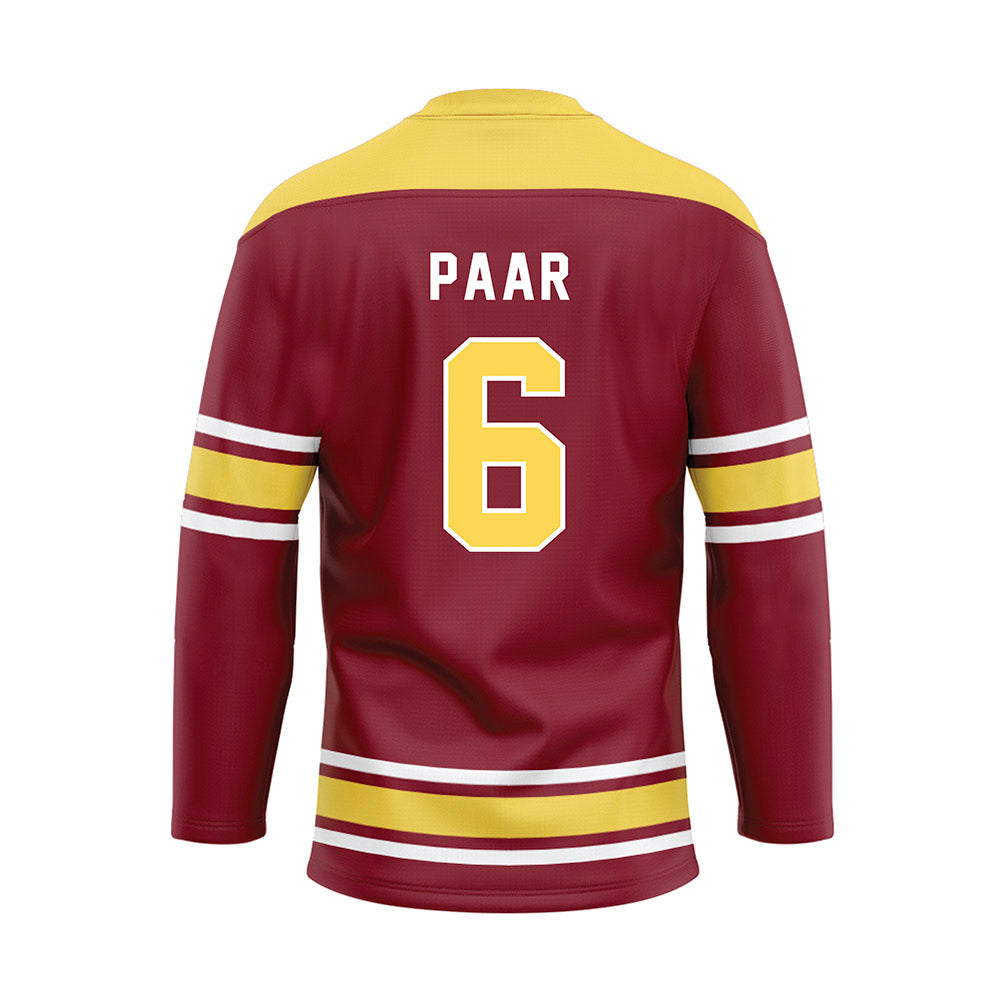NSU - NCAA Baseball : Xander Paar - Maroon Hockey Jersey-1