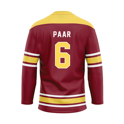NSU - NCAA Baseball : Xander Paar - Maroon Hockey Jersey-1