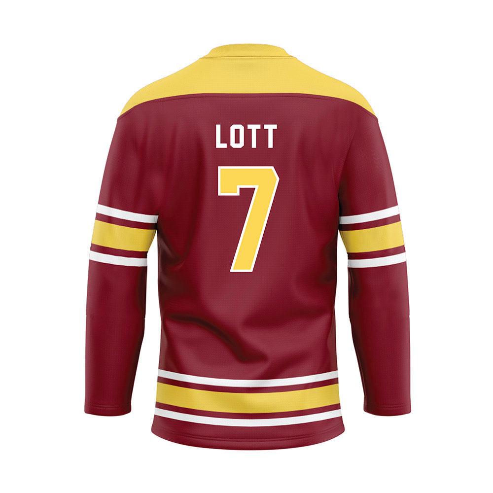 NSU - NCAA Baseball : Collin Lott - Maroon Hockey Jersey-1
