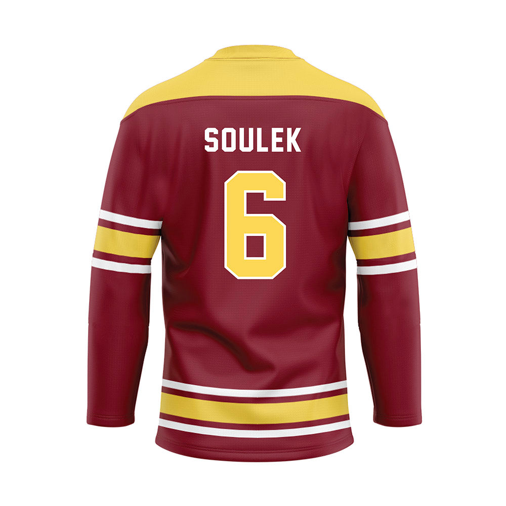 NSU - NCAA Baseball : Dylan Soulek - Maroon Hockey Jersey-1