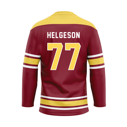 NSU - NCAA Football : Riley Helgeson - Maroon Hockey Jersey-1