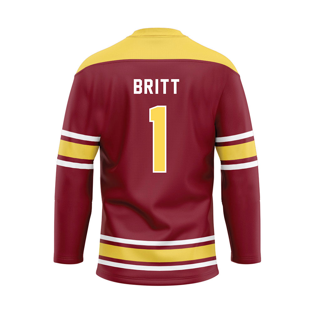 NSU - NCAA Football : Daniel Britt - Maroon Hockey Jersey-1