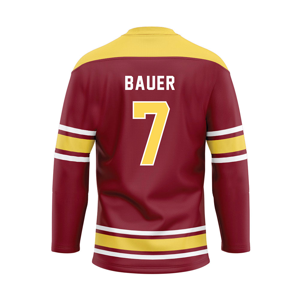 NSU - NCAA Football : Brady Bauer - Maroon Hockey Jersey-1