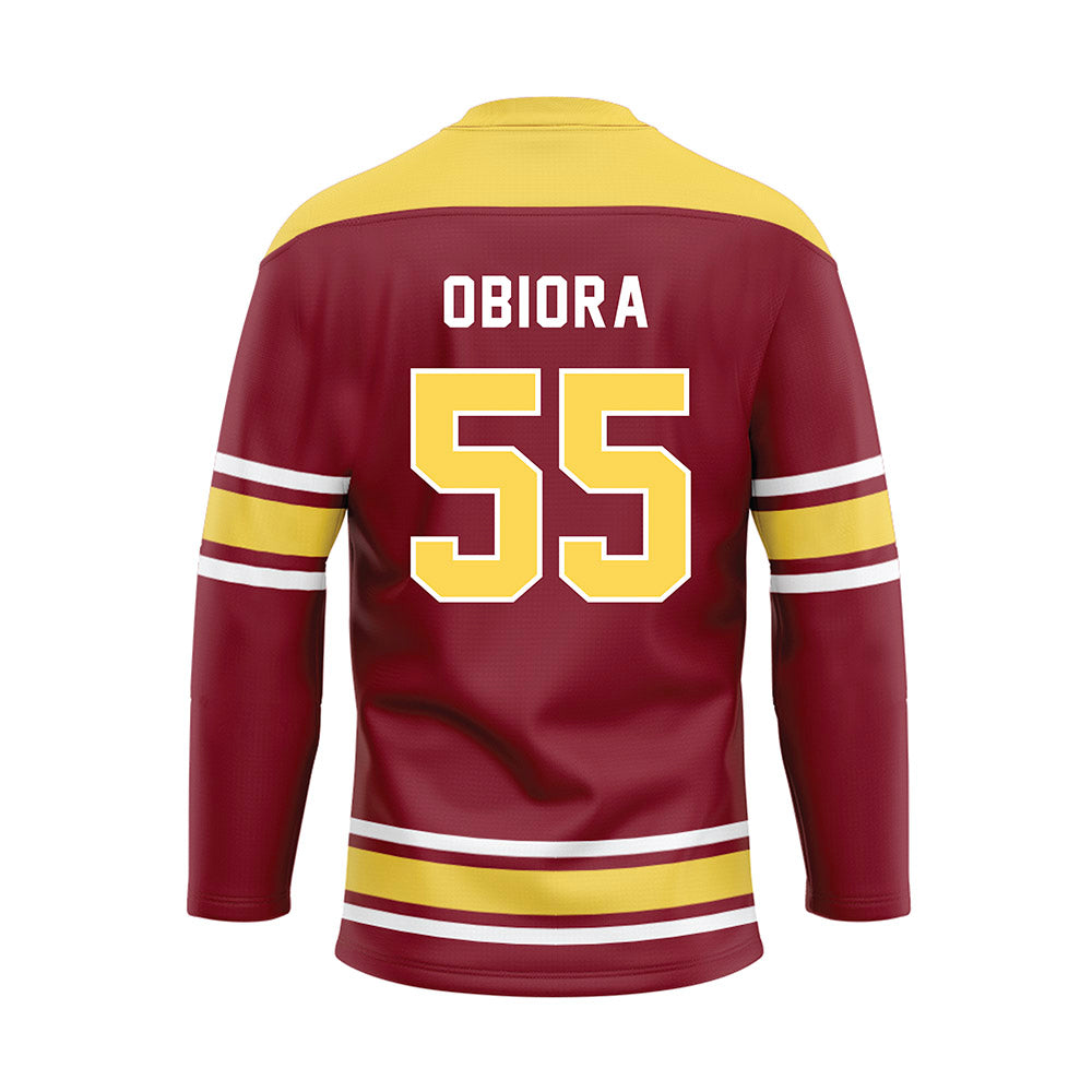 NSU - NCAA Men's Basketball : Tobi Obiora - Maroon Hockey Jersey-1