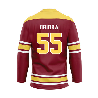 NSU - NCAA Men's Basketball : Tobi Obiora - Maroon Hockey Jersey-1