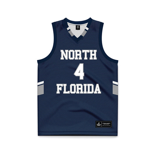 UNF - NCAA Men's Basketball : Devin Hines - Blue Basketball Jersey-0