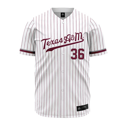 Texas A&M - NCAA Baseball : Cole Hubert - White Jersey-0