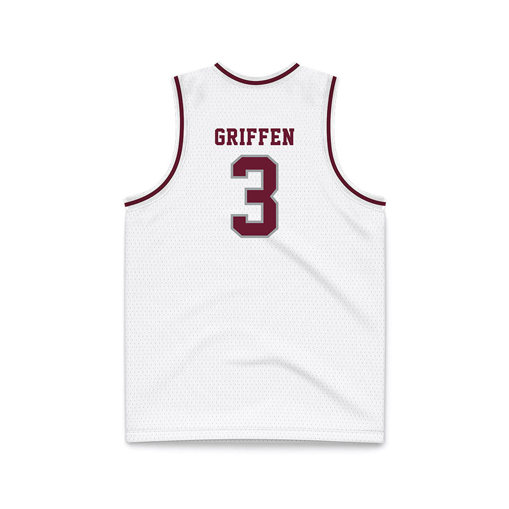 Texas A&M - NCAA Men's Basketball : Rylan Griffen - White Basketball Jersey-1