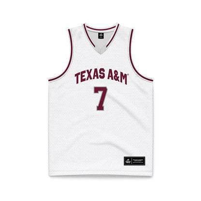 Texas A&M - NCAA Men's Basketball : Zach Clemence - White Basketball Jersey-0