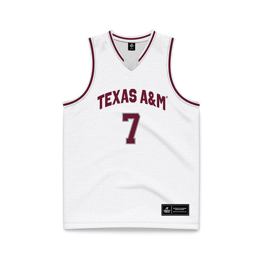 Texas A&M - NCAA Men's Basketball : Zach Clemence - White Basketball Jersey-0