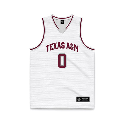 Texas A&M - NCAA Men's Basketball : Marcus Hill - White Basketball Jersey-0