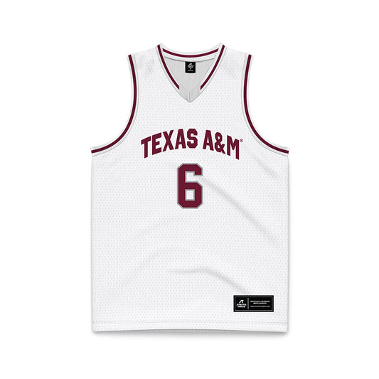 Texas A&M - NCAA Men's Basketball : Ali Dibba - White Basketball Jersey-0