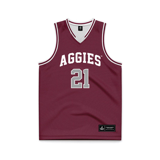 Texas A&M - NCAA Men's Basketball : Mackenzie Mgbako - Maroon Basketball Jersey-0