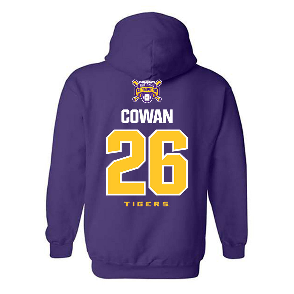 LSU - NCAA Baseball : Zac Cowan - National Championship Shersey Hooded Sweatshirt-1