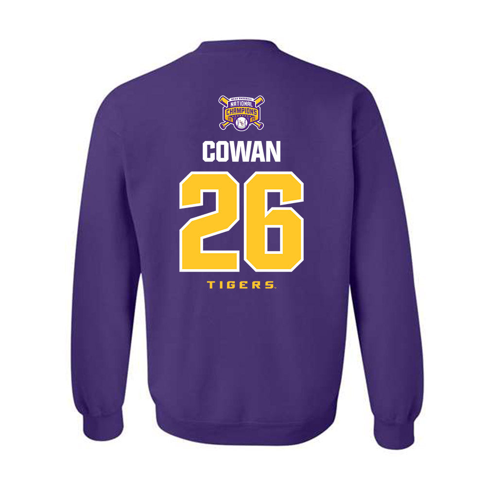LSU - NCAA Baseball : Zac Cowan - National Championship Shersey Crewneck Sweatshirt-1