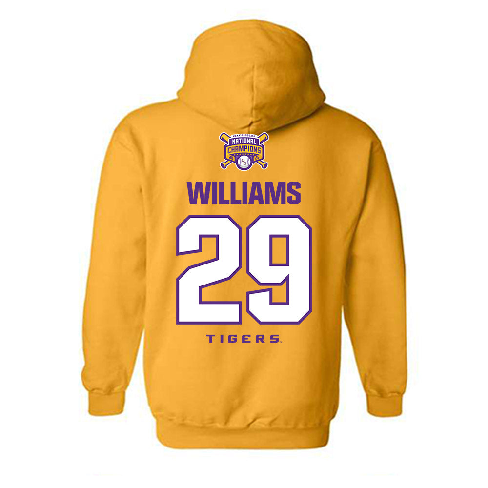 LSU - NCAA Baseball : Cooper Williams - National Championship Shersey Hooded Sweatshirt-1