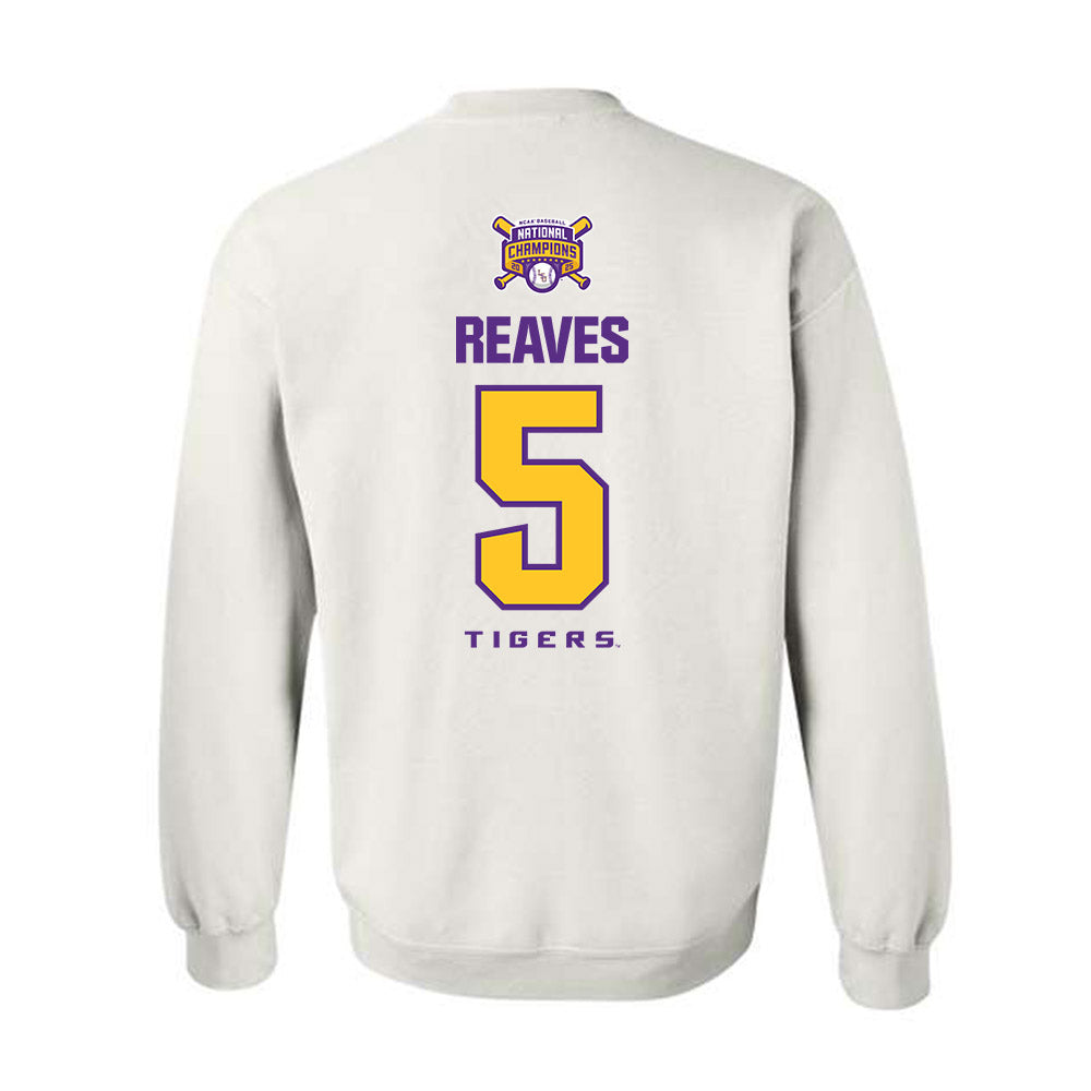 LSU - NCAA Baseball : Tanner Reaves - National Championship Shersey Crewneck Sweatshirt-1