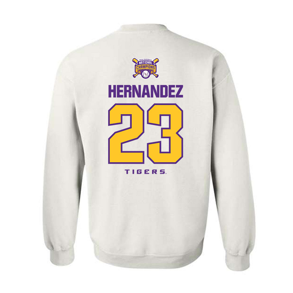 LSU - NCAA Baseball : Luis Hernandez - National Championship Shersey Crewneck Sweatshirt-1