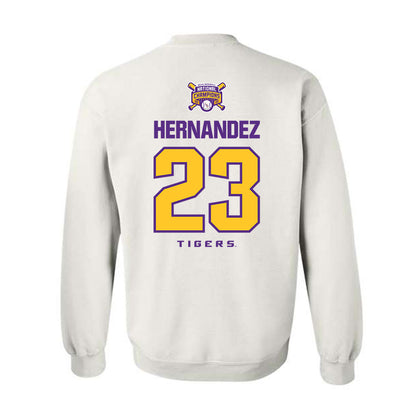 LSU - NCAA Baseball : Luis Hernandez - National Championship Shersey Crewneck Sweatshirt-1