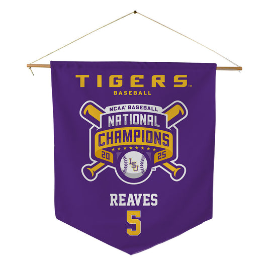 LSU - NCAA Baseball : Tanner Reaves - National Championship Shersey Pennant - 18" x 21"-0