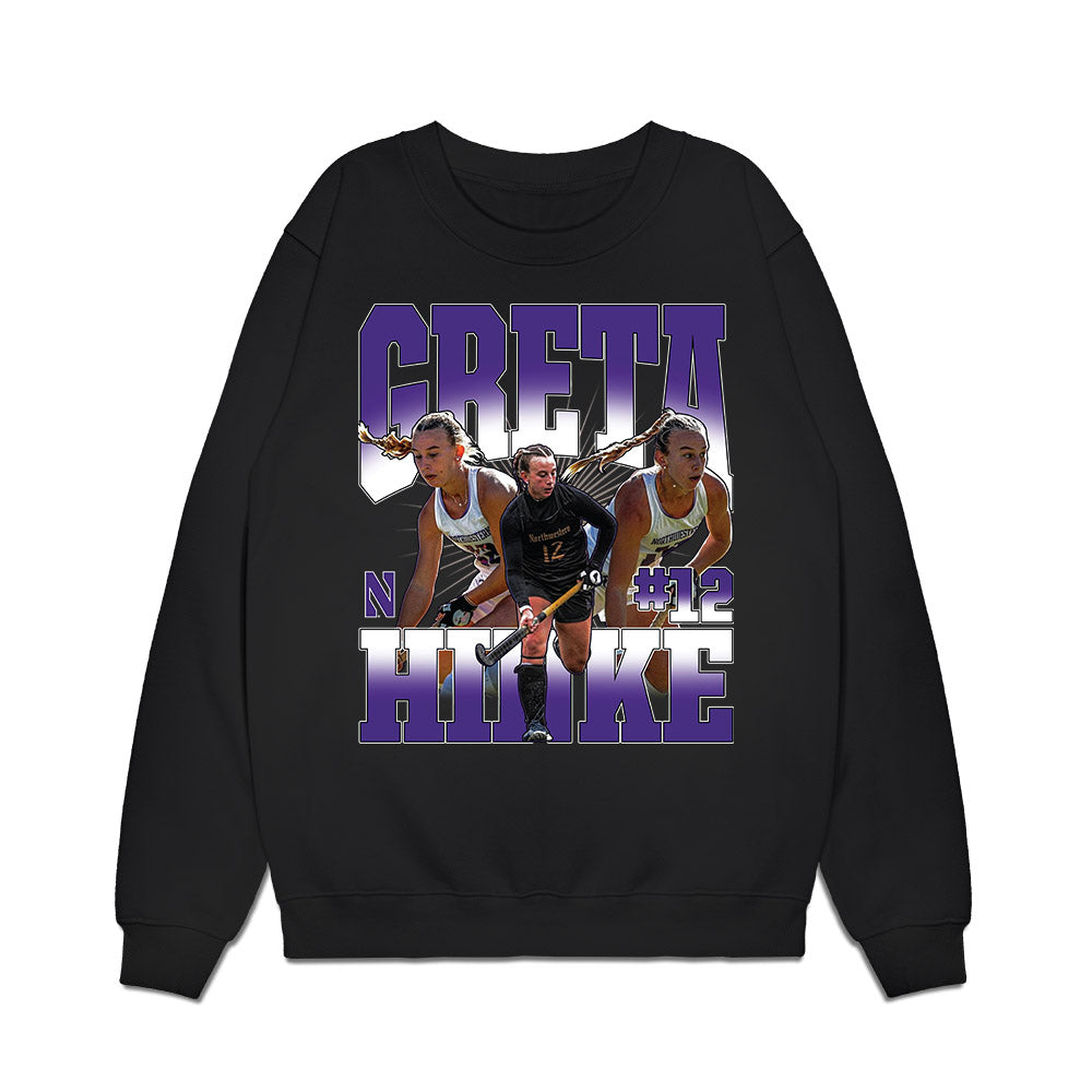 Northwestern - NCAA Women's Field Hockey : Greta Hinke - Collage Premium Crewneck Sweatshirt-0