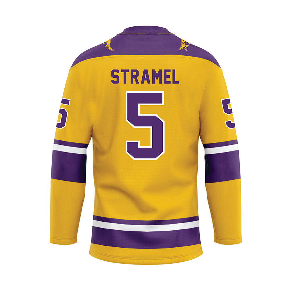 Minn. St. - NCAA Women's Ice Hockey : Sophie Stramel - Gold Hockey Jersey-1