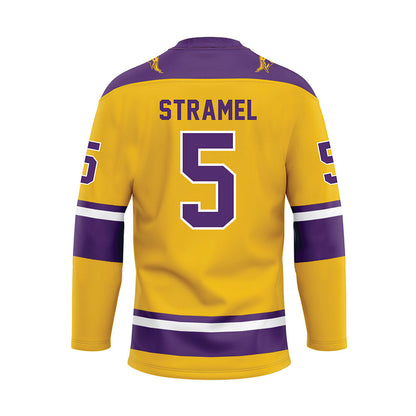 Minn. St. - NCAA Women's Ice Hockey : Sophie Stramel - Gold Hockey Jersey-1