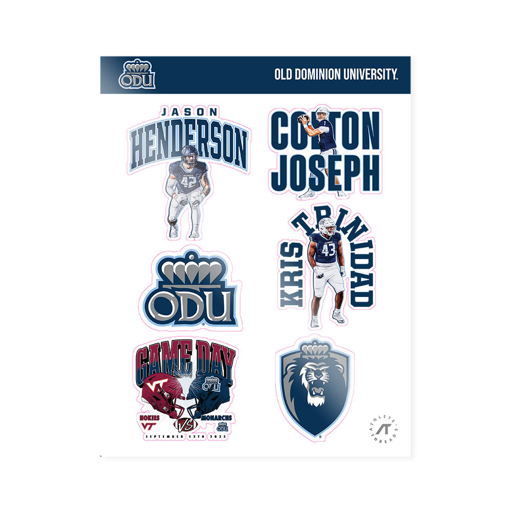 Old Dominion - NCAA Football : Jason Henderson - Gameday Sticker Sheet-0