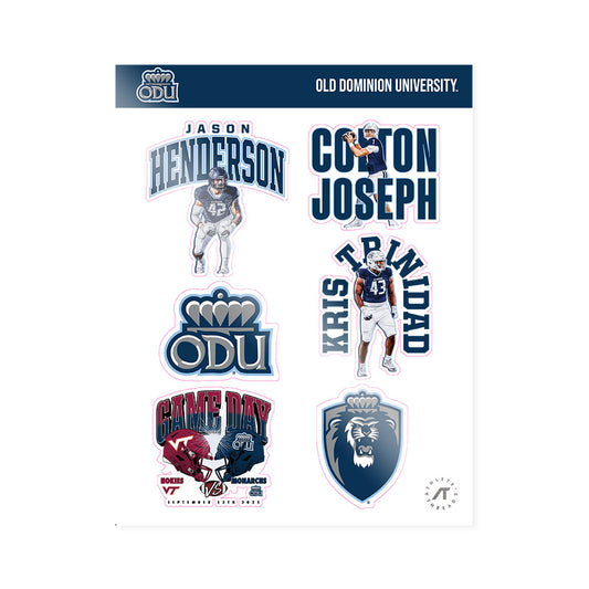 Old Dominion - NCAA Football : Jason Henderson - Gameday Sticker Sheet-0
