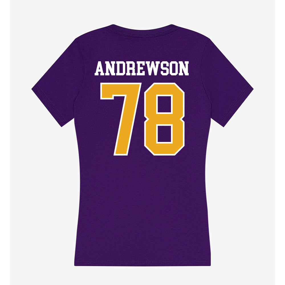 Albany - NCAA Football : Noah Andrewson - Women's V-Neck T-Shirt-1