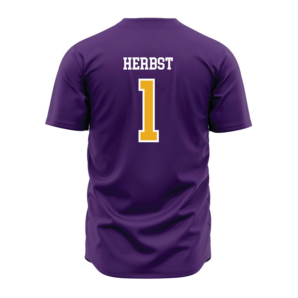 Albany - NCAA Baseball : Aaron Herbst - Purple Jersey-1