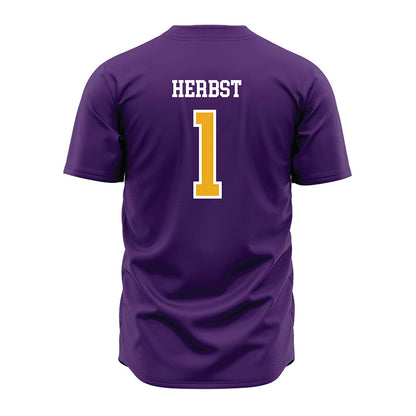 Albany - NCAA Baseball : Aaron Herbst - Purple Jersey-1