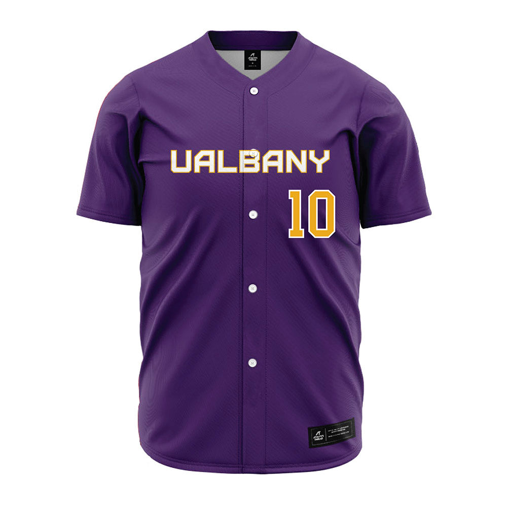 Albany - NCAA Baseball : Logan Morris - Purple Jersey-0