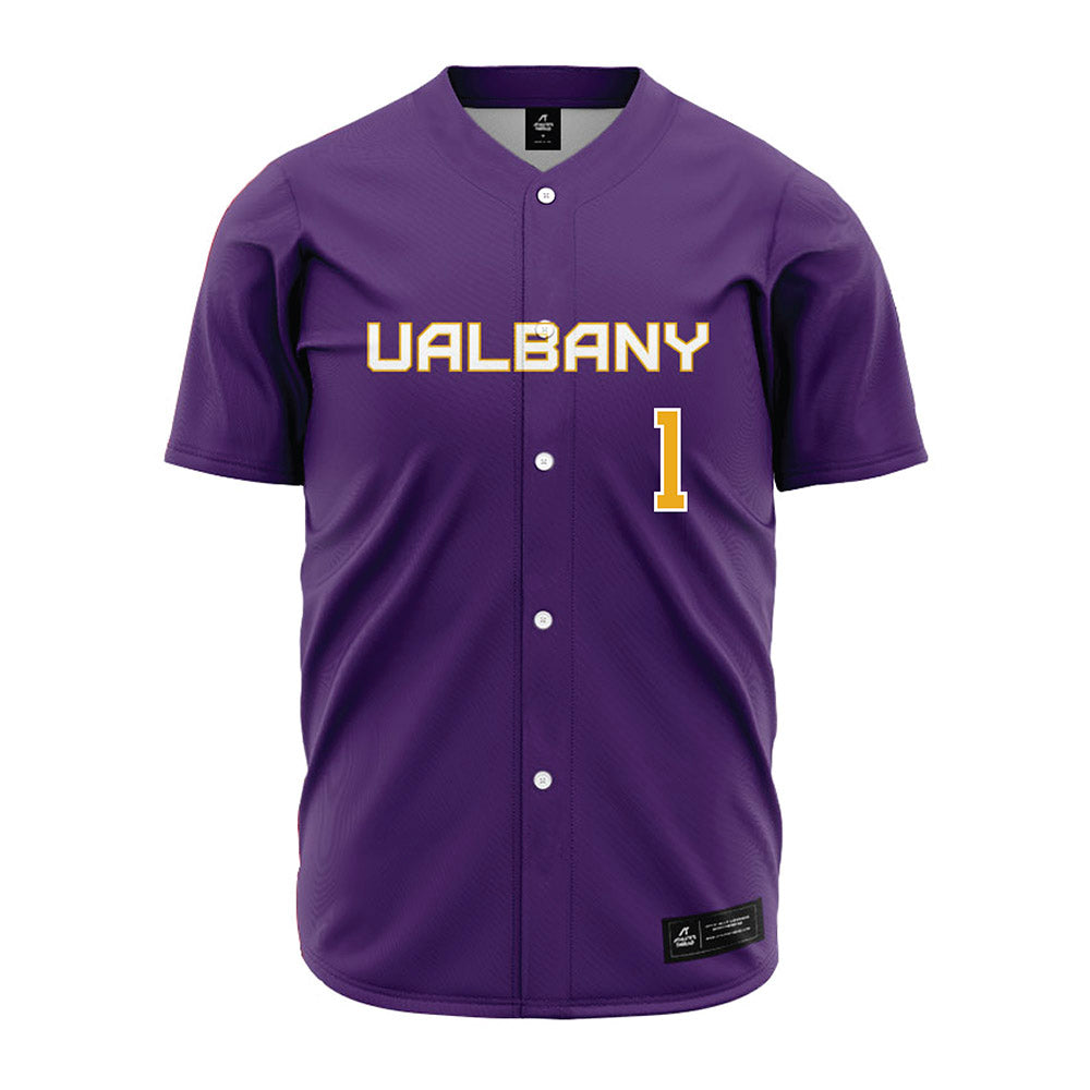 Albany - NCAA Baseball : Aaron Herbst - Purple Jersey-0