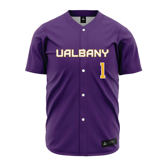 Albany - NCAA Baseball : Aaron Herbst - Purple Jersey-0