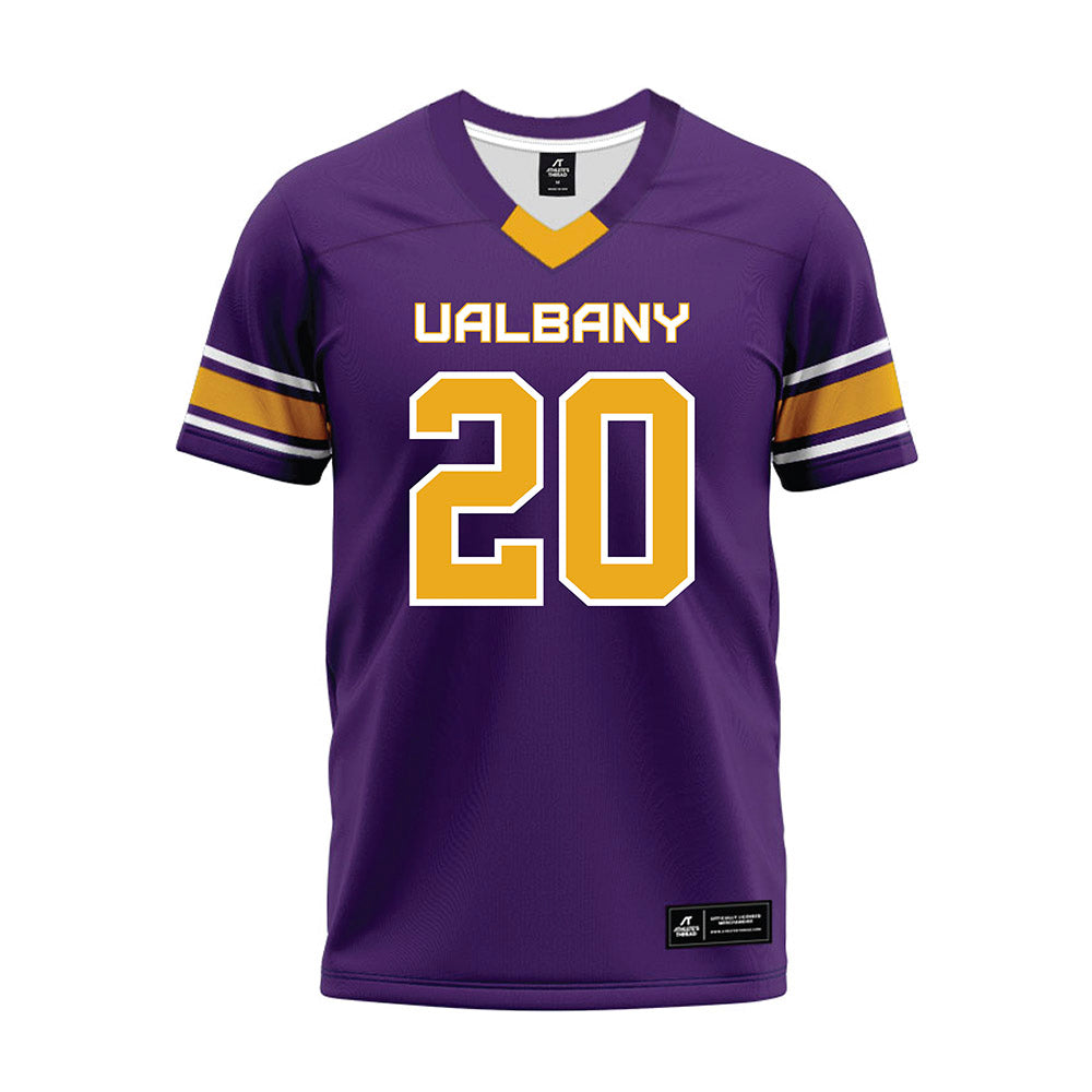 Albany - NCAA Football : Donald Jones - Purple Premium Football Jersey-0