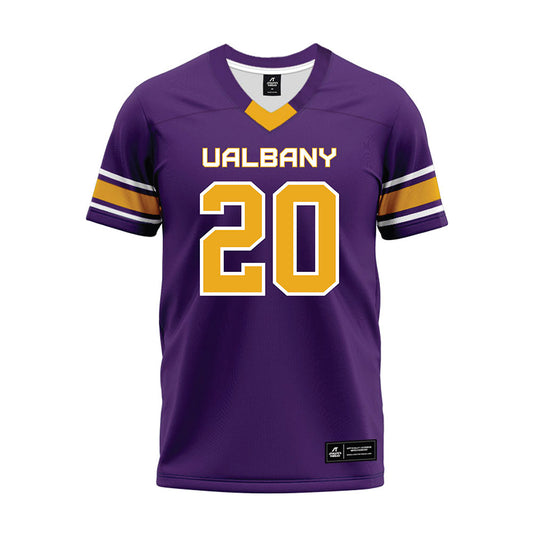 Albany - NCAA Football : Donald Jones - Purple Premium Football Jersey-0