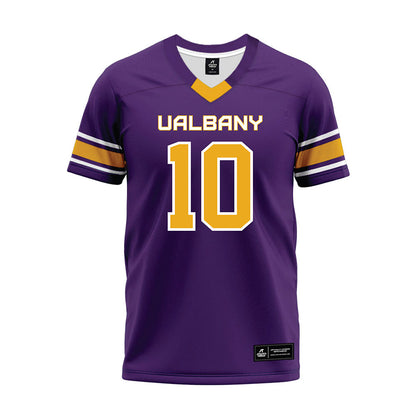 Albany - NCAA Football : Myles Burkett - Purple Premium Football Jersey-0